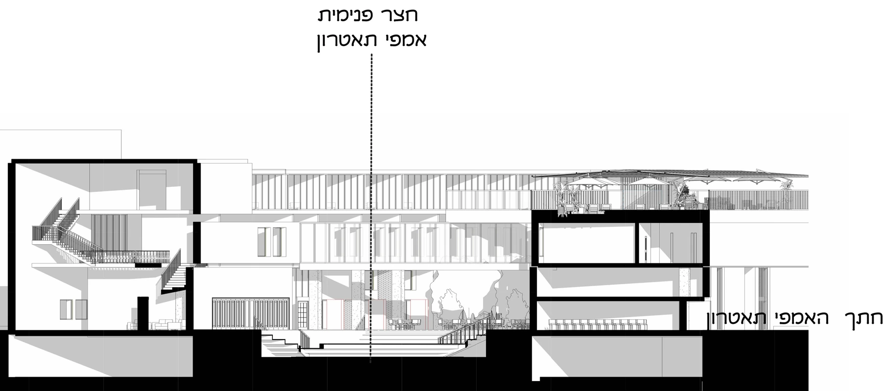 חתך החצר — מדרגות שאפשר להישאר בהן — שרטוט המקור